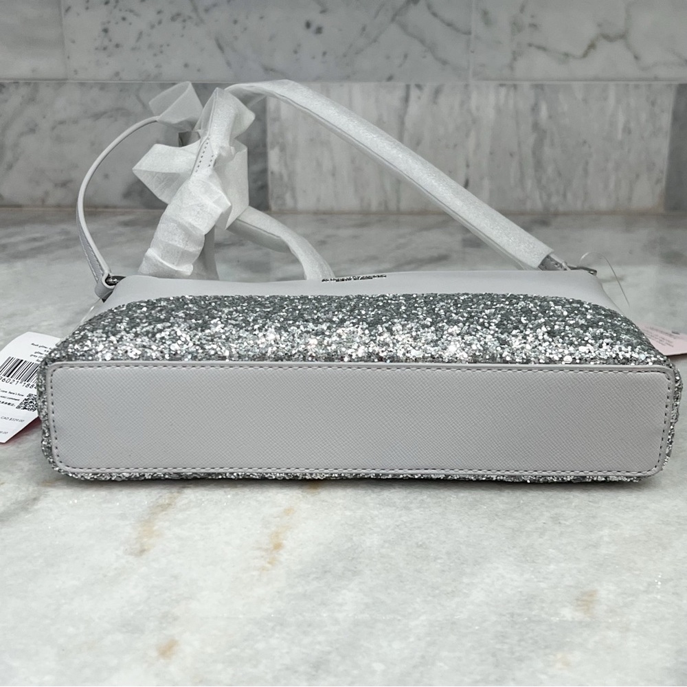 KATE SPADE Flash Glitter Fabric Mixed Mat Gray Crossbody Bag NWT - Picture 8 of 12